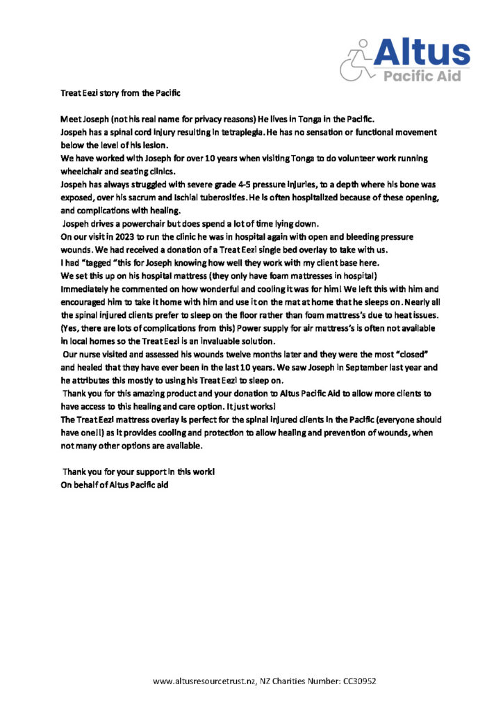 Treat eezi feedback from altus pacific aid