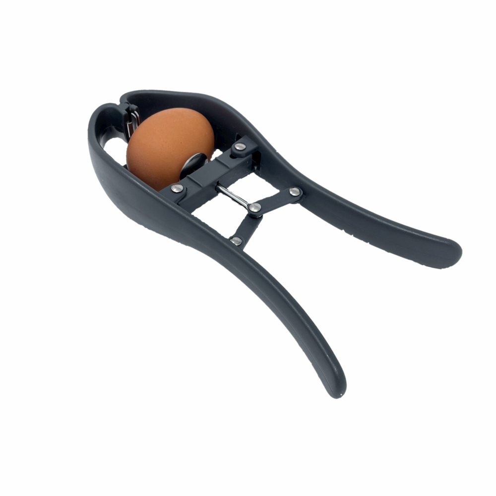 Egg cracker with egg