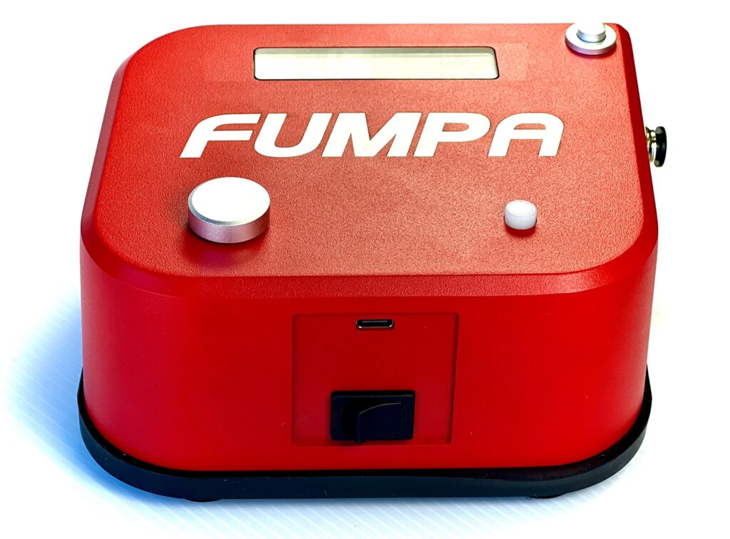 Mega Fumpa side view showing charging port